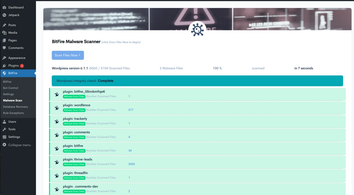 BitFire Malware-Scanner Screenshot